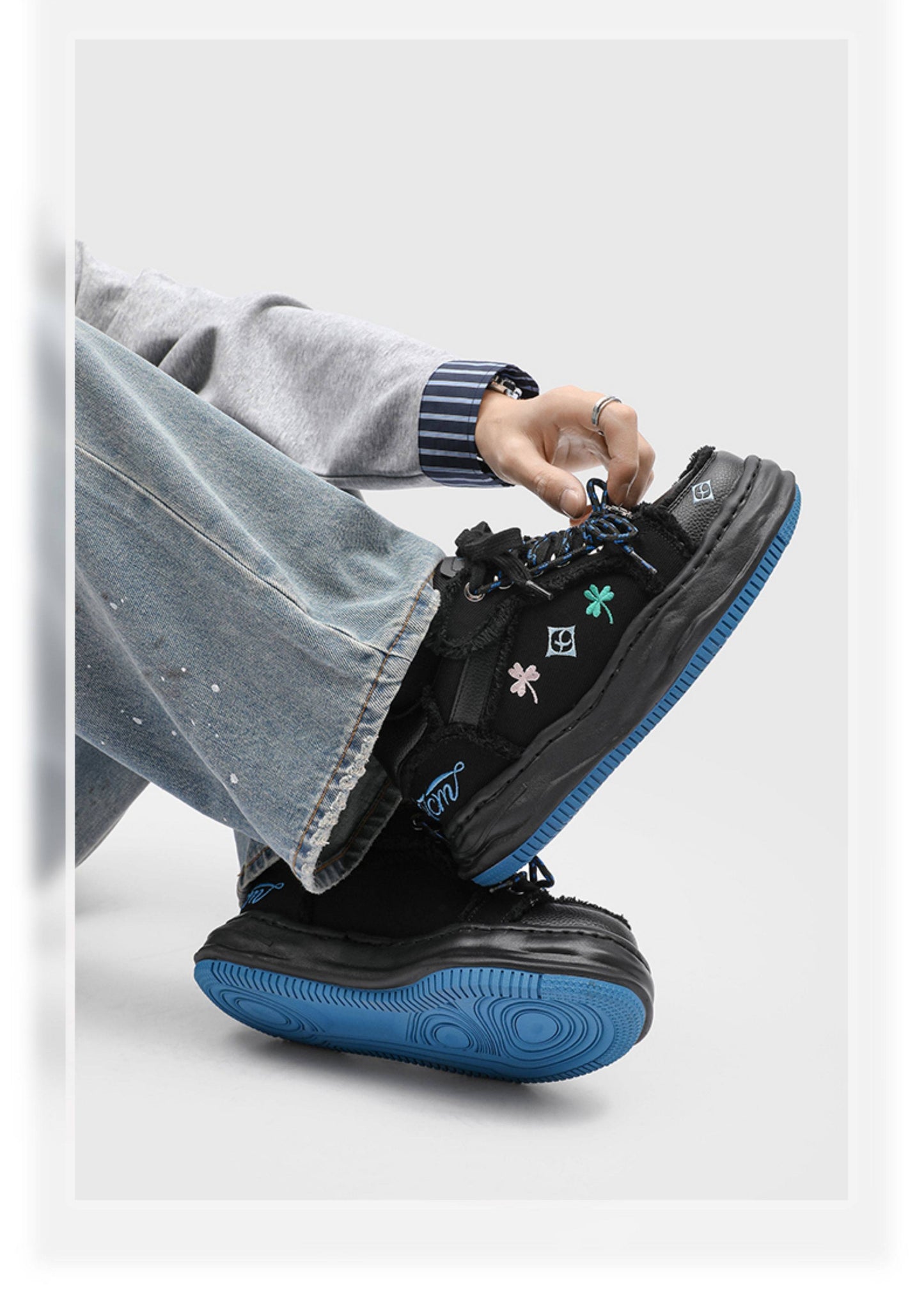 Lucky Clover Embroidered Platform Shoes