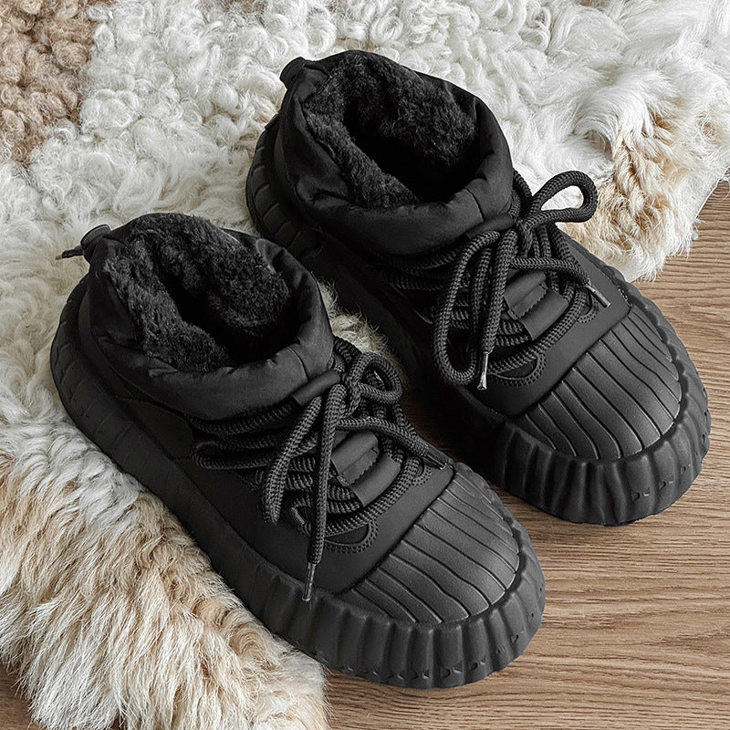Fleece-Lined Thickened Warm Cotton Shoes Thick-Soled snow boots