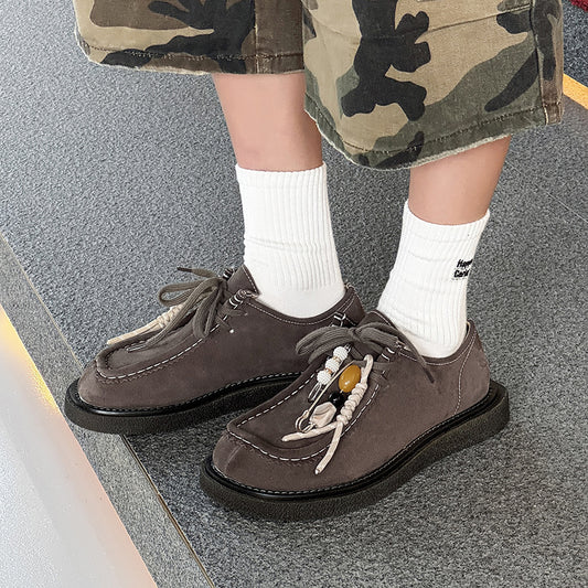 Casual Fashion Retro Square-Toe Kangaroo Versatile Loafers