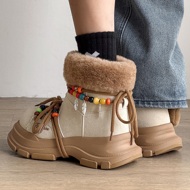 Regular Thick-Soled Bear Plush Winter Snow Boots