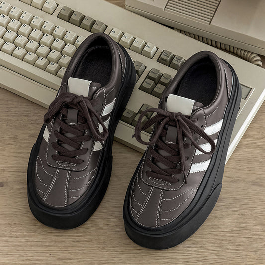 Absorbed Lace-Up Retro Color-Blocking Platform Casual Shoes for Men