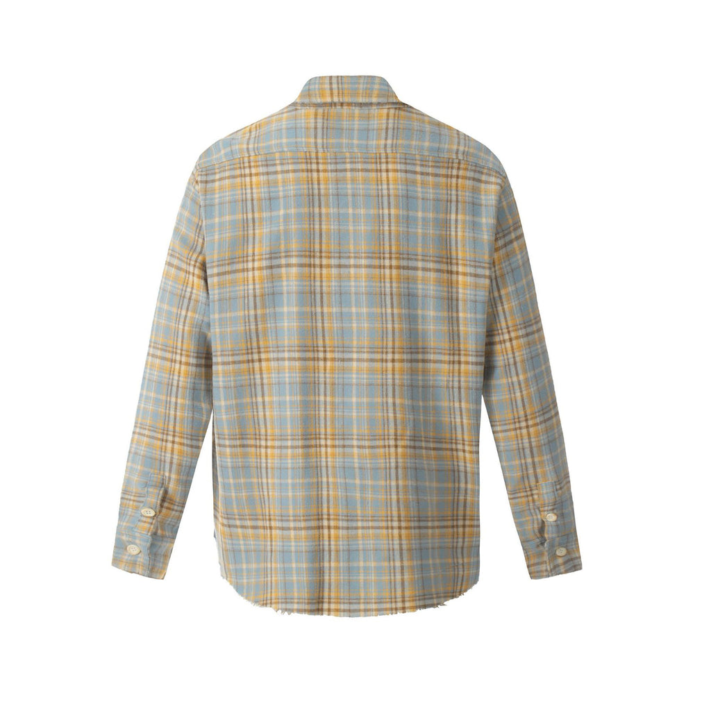 European and American High Street Vintage Craft Plaid Round Edge Design Plaid Cardigan Long Sleeve Shirt