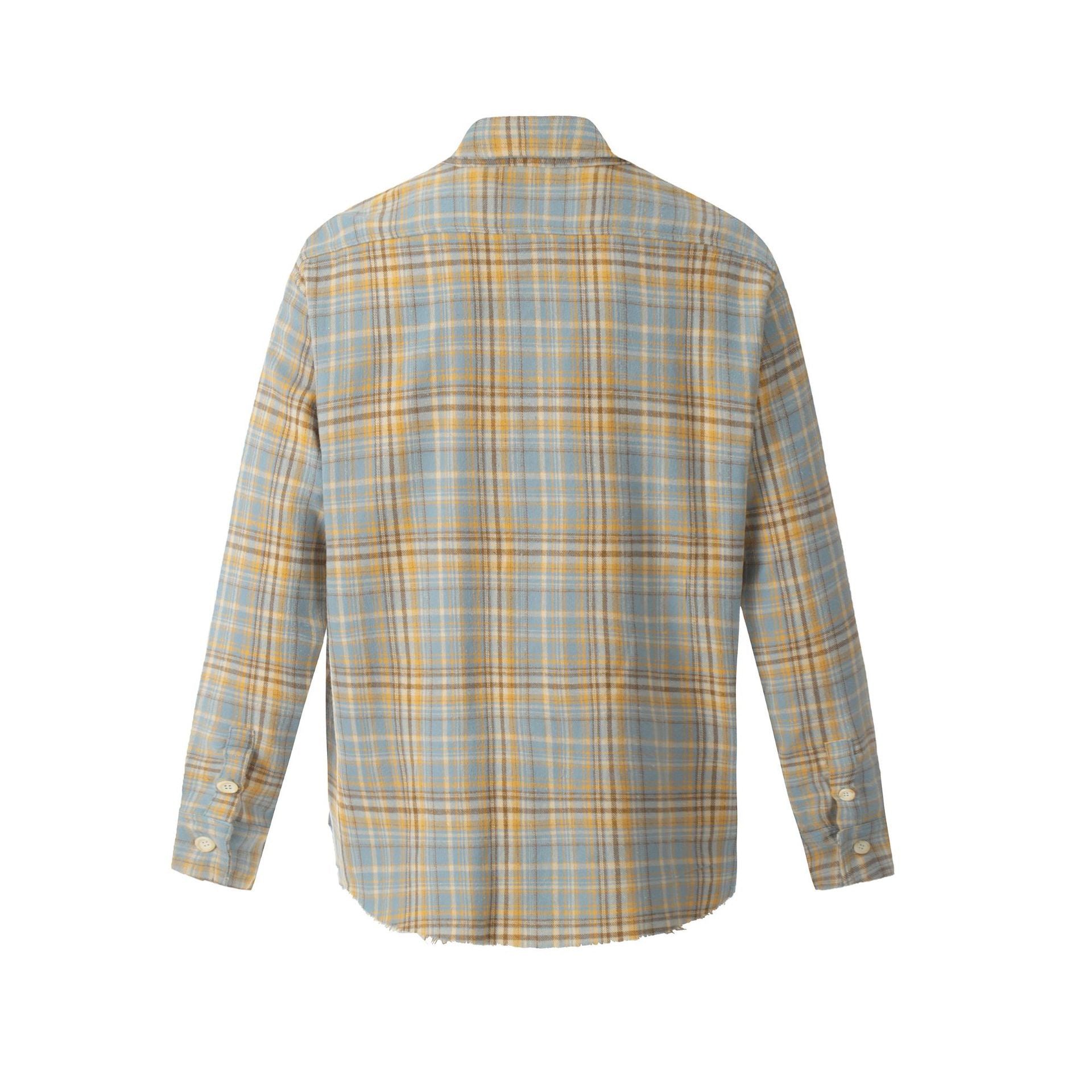 European and American High Street Vintage Craft Plaid Round Edge Design Plaid Cardigan Long Sleeve Shirt