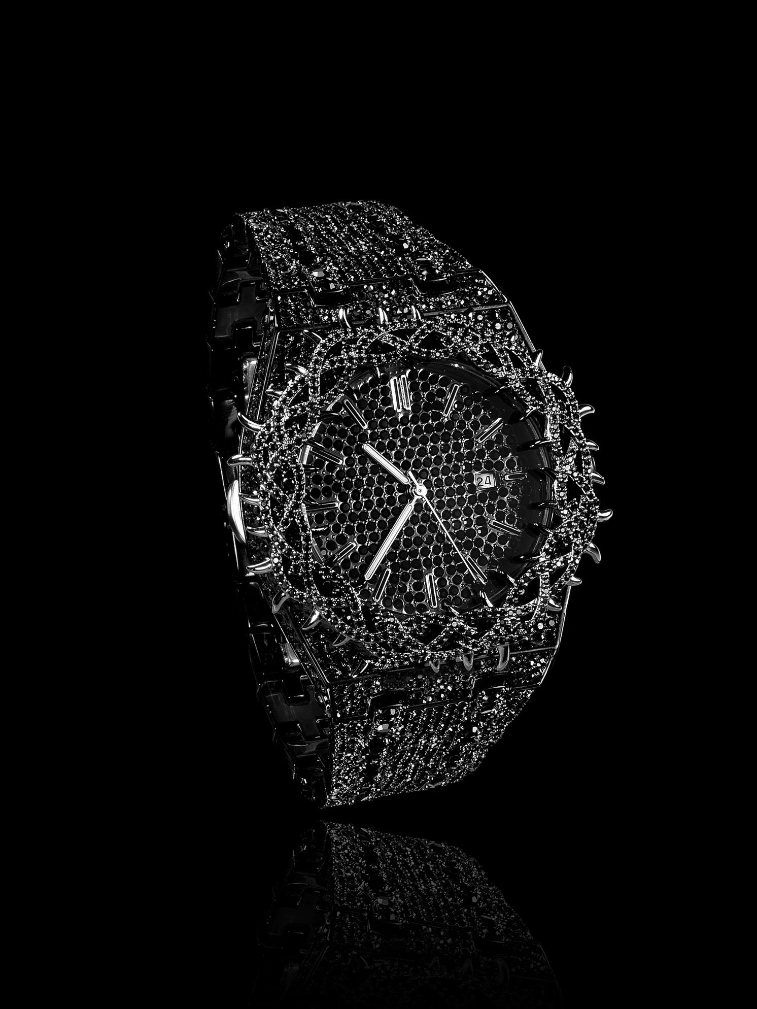 Diamond Thorn Crown Series Full Diamond Oak Watch - Hip Hop & American Style Heavy Industry Couple Watch 106