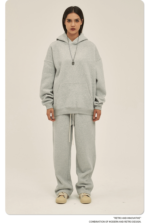 2025 Autumn/Winter New Arrival: Oversized Fleece-Lined Trendy Men's Hoodie and Pants Set 132