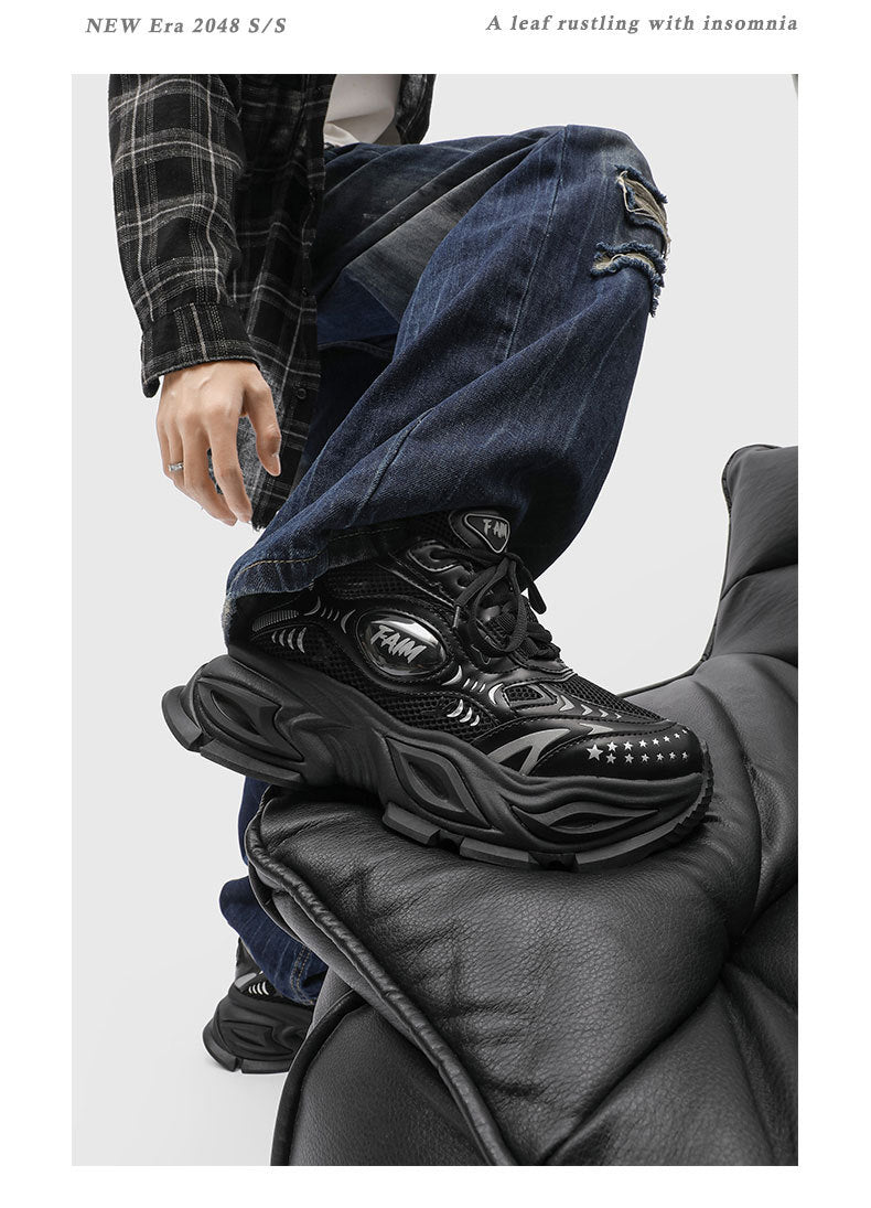 New Liquid Silver Red Dad Shoes