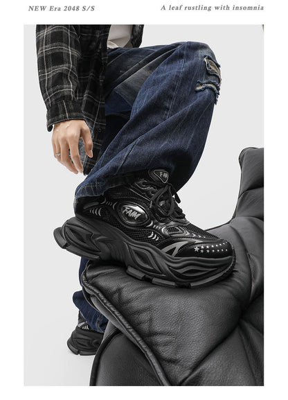 New Liquid Silver Red Dad Shoes