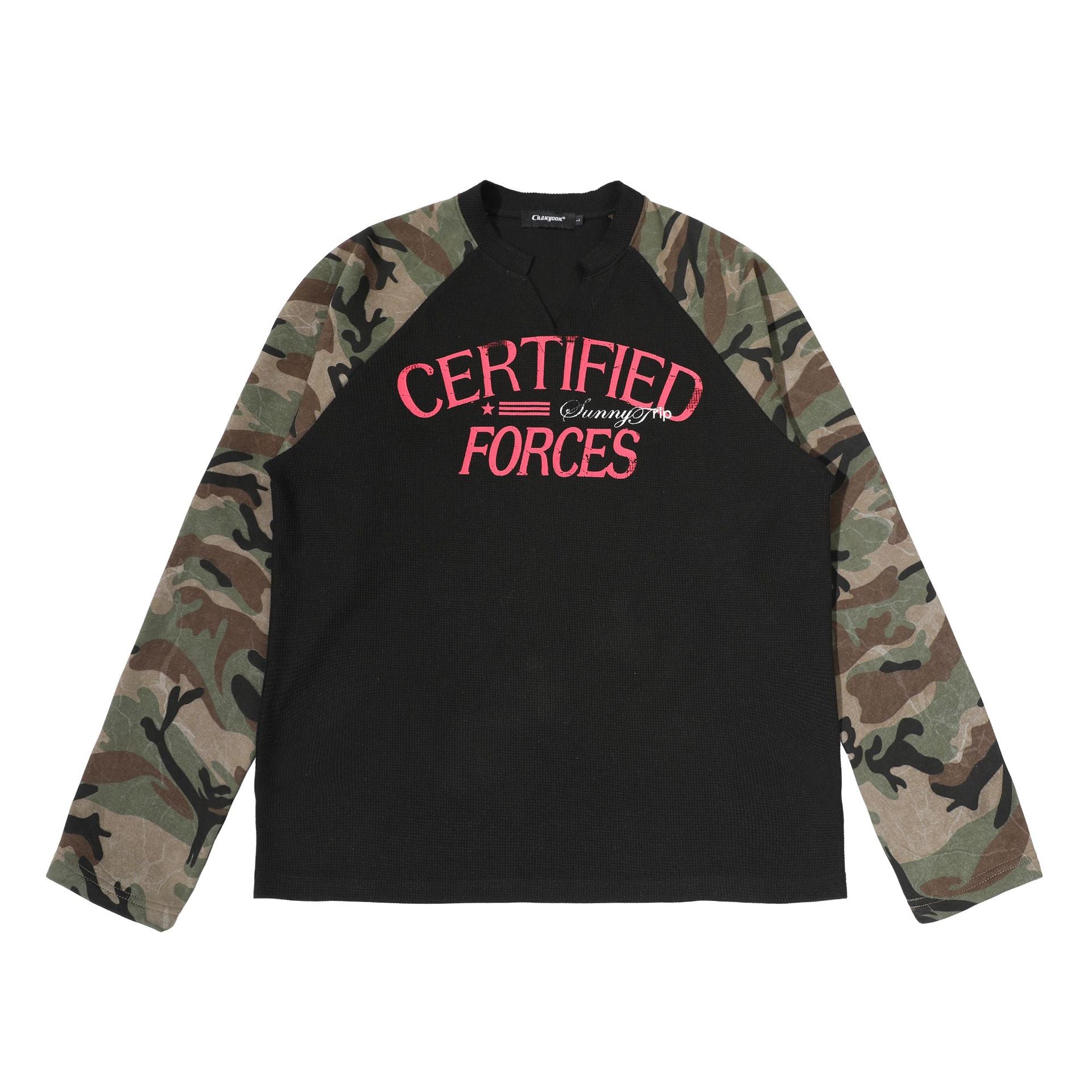 New American Style Camouflage Sports Shirt with Raglan Sleeves, Men's and Women's 170