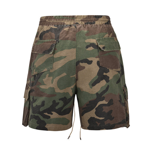 Woodland Camo Cargo Shorts - Back View - Multiple Pockets - FlipFit