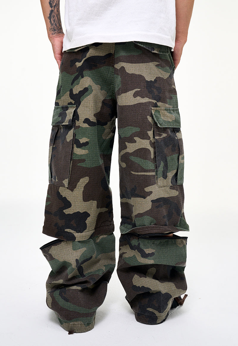 CWHAT American-style multi-pocket detachable two-way workwear casual loose camouflage pants; VIBE wide-leg paratrooper pants.