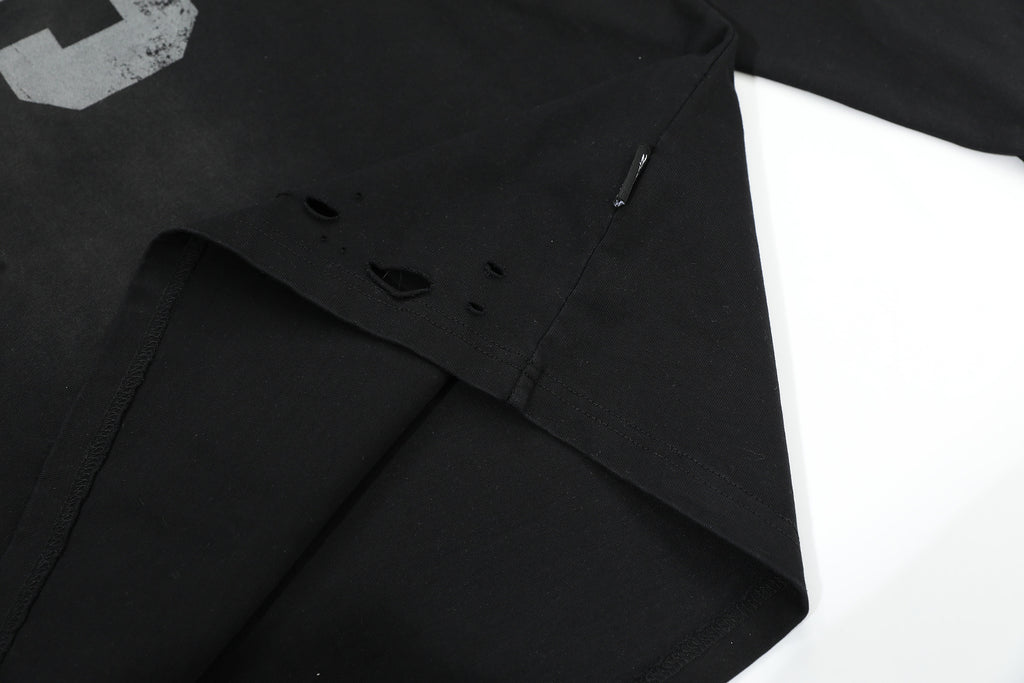 Eon Modish 2025 Spring New Arrival: American Retro Street Style Loose-fitting Distressed Long-Sleeve T-Shirt (Real Shot) 137