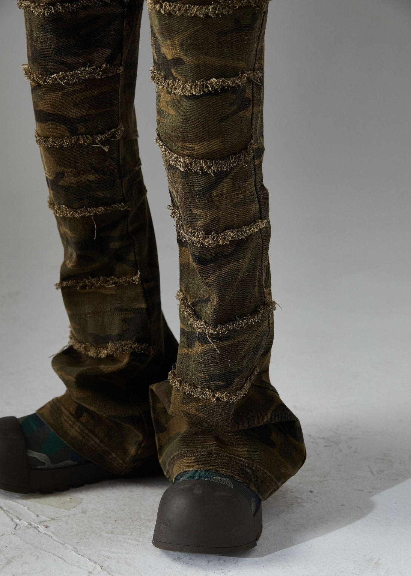 Spring New Arrival American Retro Street Style Washed Loose Fit Camouflage Jeans 168