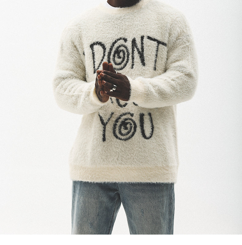 Clearance Sale: UNTILWERICH American Retro Faux Mink Fur Pullover Crew Neck Sweater for Men, Autumn/Winter 142