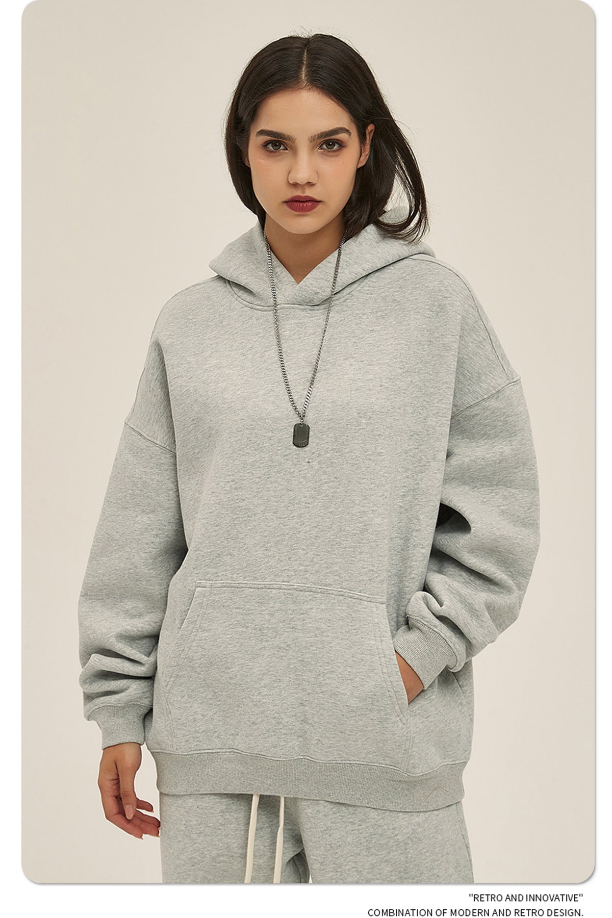 2025 Autumn/Winter New Arrival: Oversized Fleece-Lined Trendy Men's Hoodie and Pants Set 132