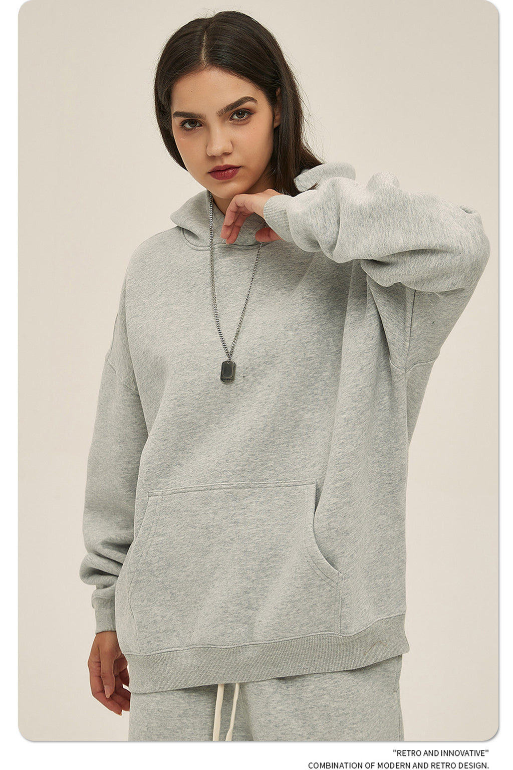 2025 Autumn/Winter New Arrival: Oversized Fleece-Lined Trendy Men's Hoodie and Pants Set 132
