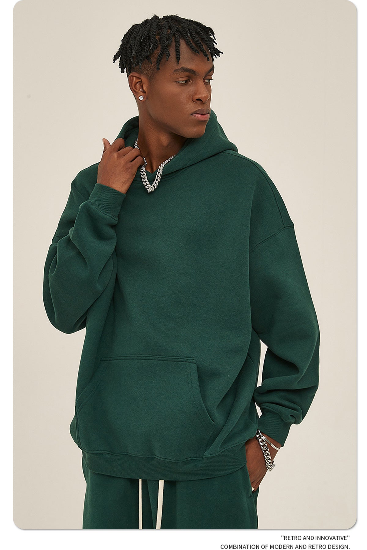 2025 Autumn/Winter New Arrival: Oversized Fleece-Lined Trendy Men's Hoodie and Pants Set 132
