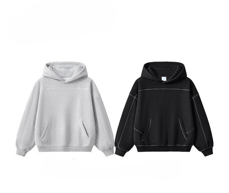 RS Men's Clothing | Cross-border 350G Hasselblad Line Boxy Hoodie Sweatshirt and Sweatpants Set, American Hip Hop Fleece Set 124