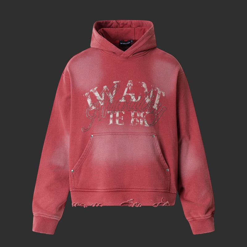 WANT THE BK Rhinestone Distressed Spray Paint Pullover Hoodie | FlipFit