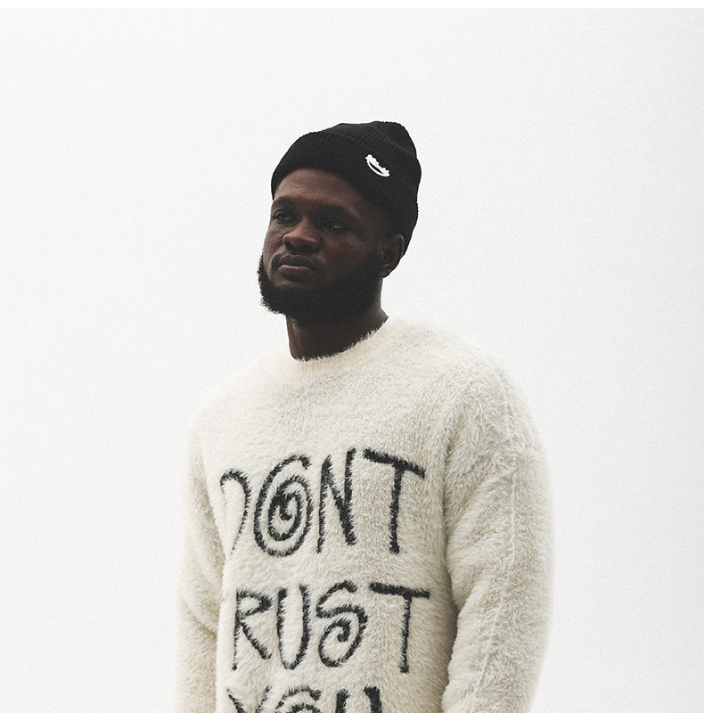 Clearance Sale: UNTILWERICH American Retro Faux Mink Fur Pullover Crew Neck Sweater for Men, Autumn/Winter 142