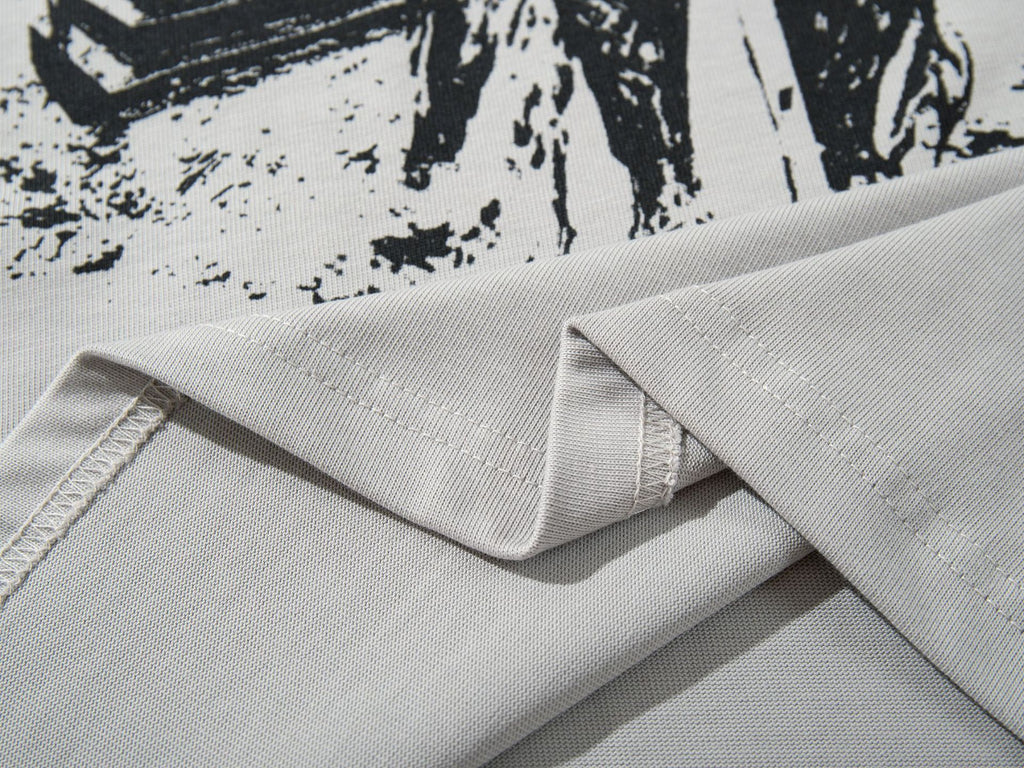 Men's 2025 Autumn American Street Hip Hoodie Faux Two-Piece Dark Print T-Shirt Long Sleeve 165