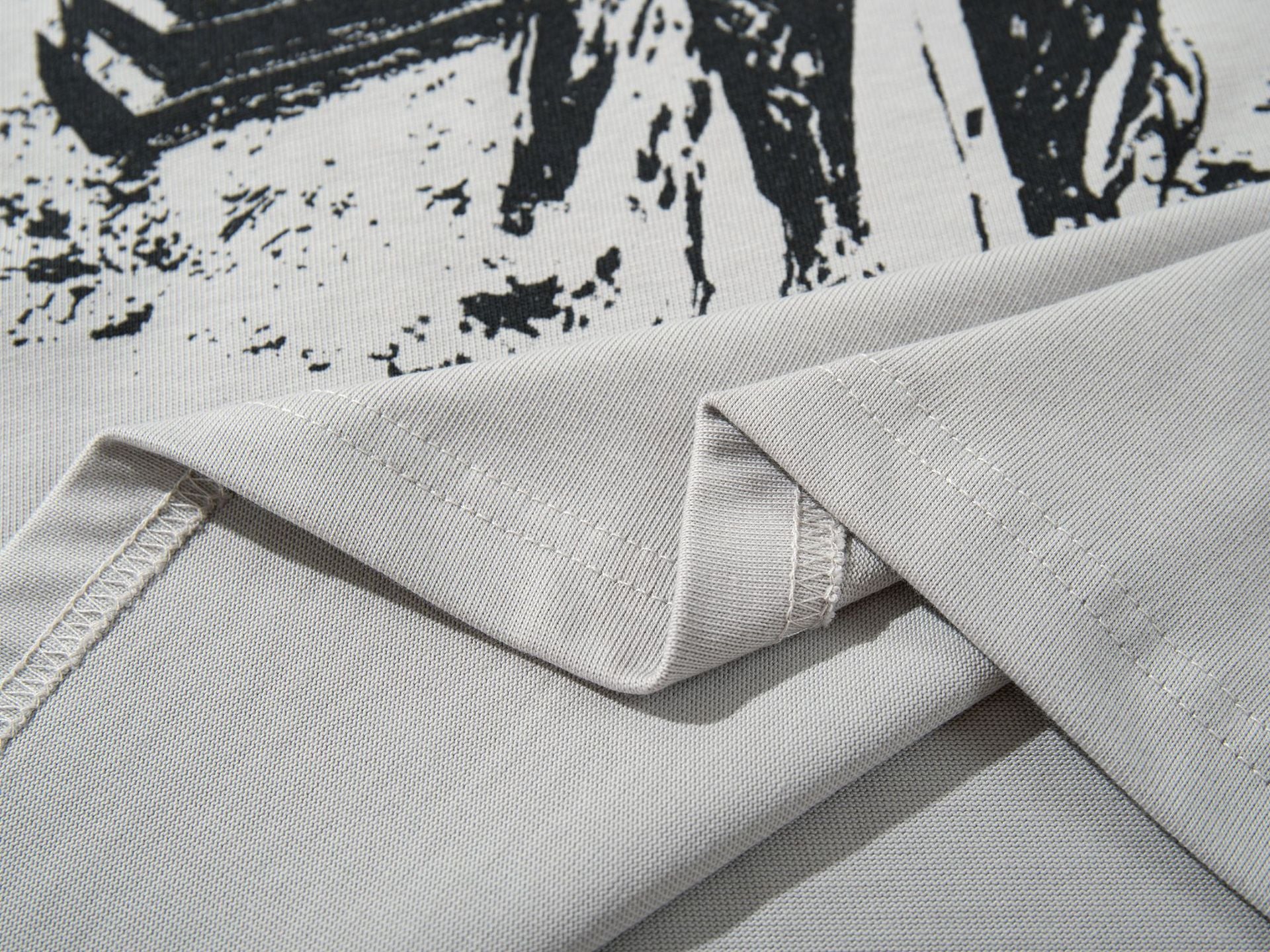 Men's 2025 Autumn American Street Hip Hoodie Faux Two-Piece Dark Print T-Shirt Long Sleeve 165