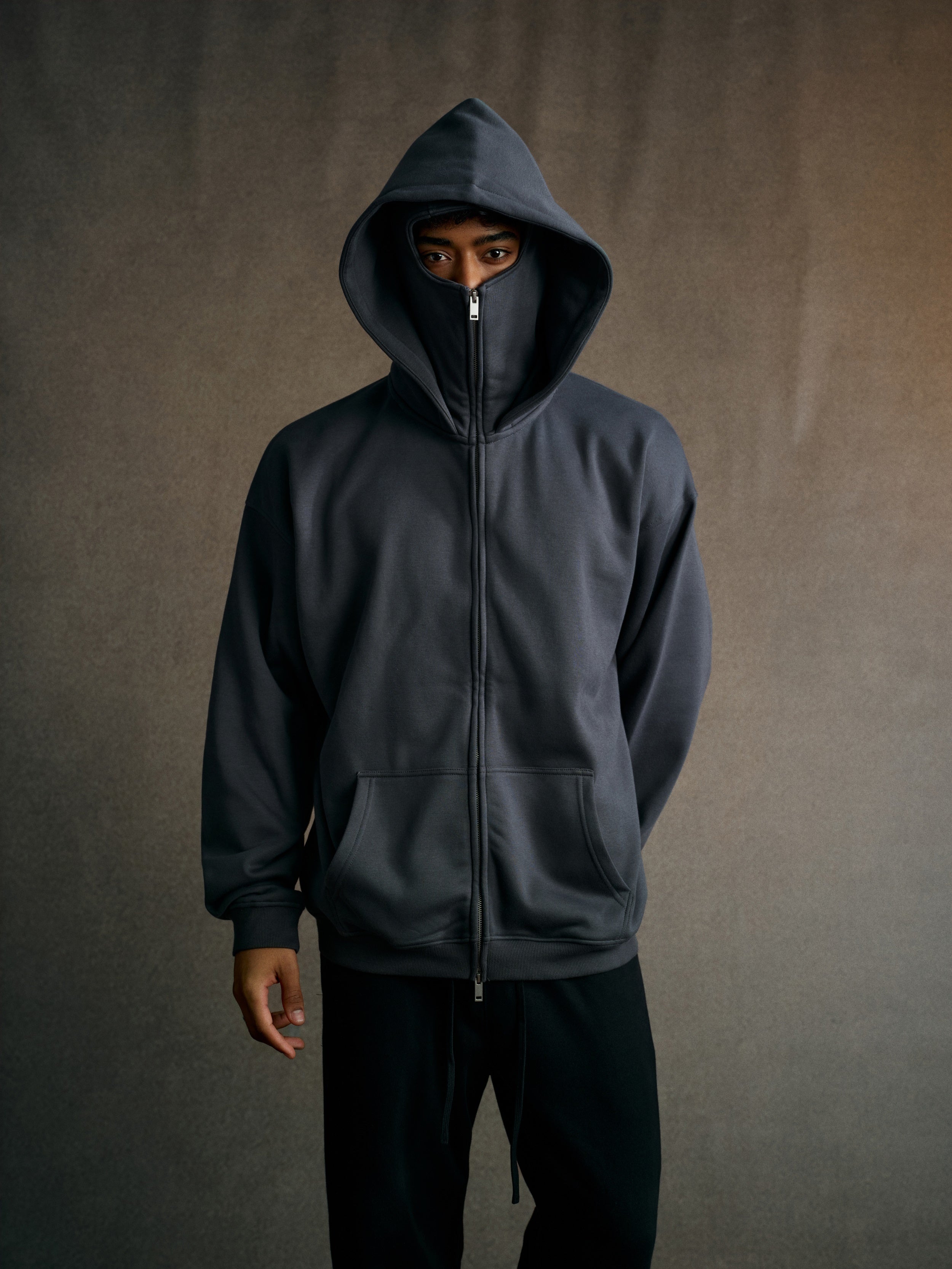 25ss Design Heavyweight Loose Outdoor Windproof Face Mask Hoodie Sweatshirt Fleece Zipper Cardigan Jacket for Men 146