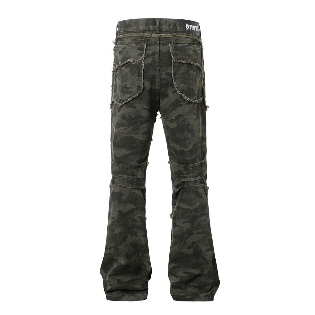 Brand 2025 American Retro Damaged Rough Wash Jeans Micro-la Personalized Cleanfit Pants 169