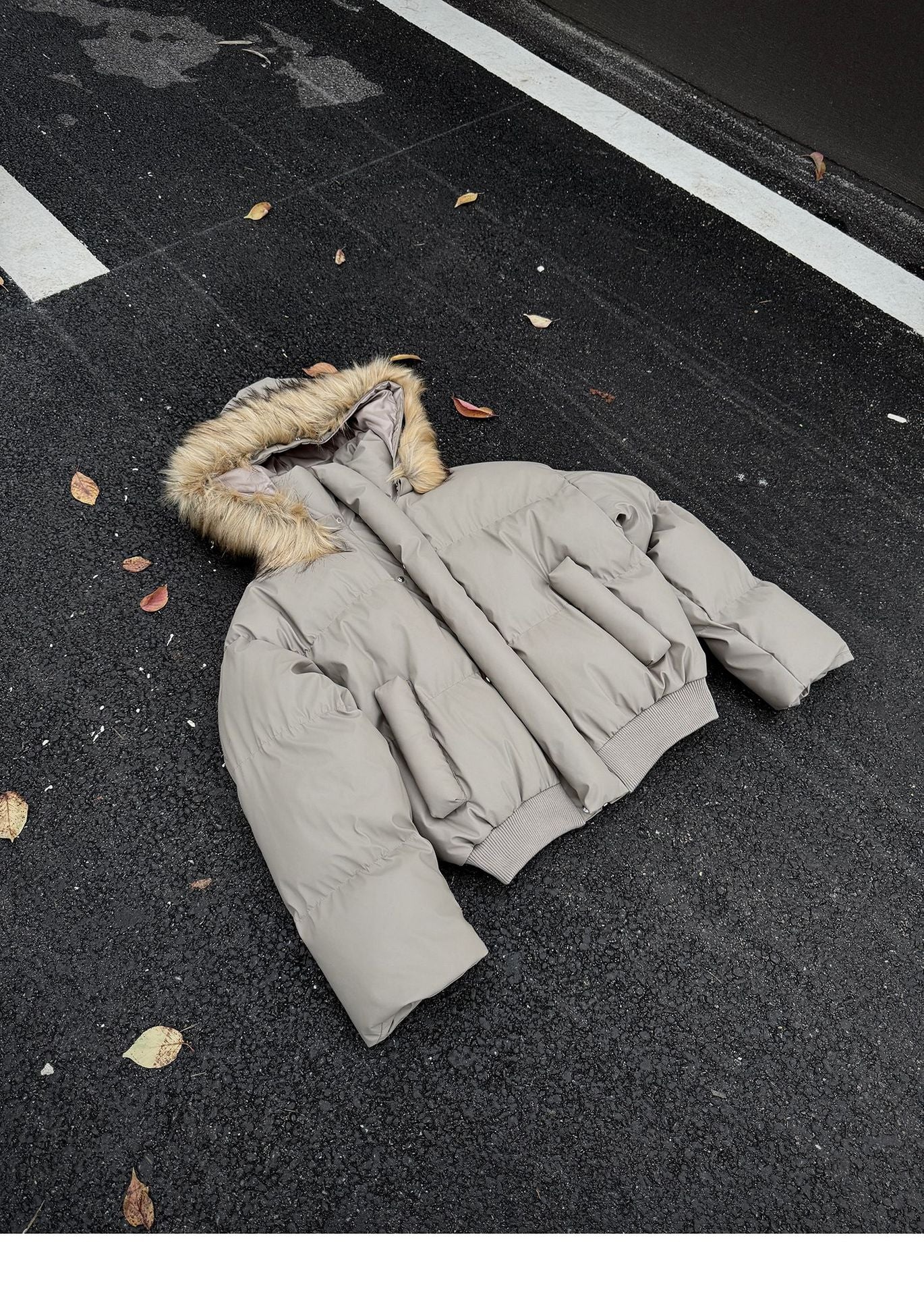 Non-Detachable Fur Collar Hooded High-End Cotton Coat for Men, Thickened Cotton Jacket, High-End Warm Pu Leather Cotton-Padded Jacket, Puffer Jacket 160