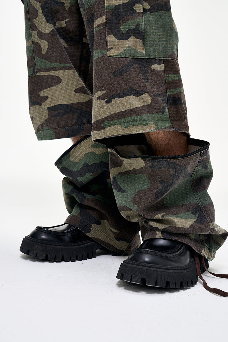 CWHAT American-style multi-pocket detachable two-way workwear casual loose camouflage pants; VIBE wide-leg paratrooper pants.