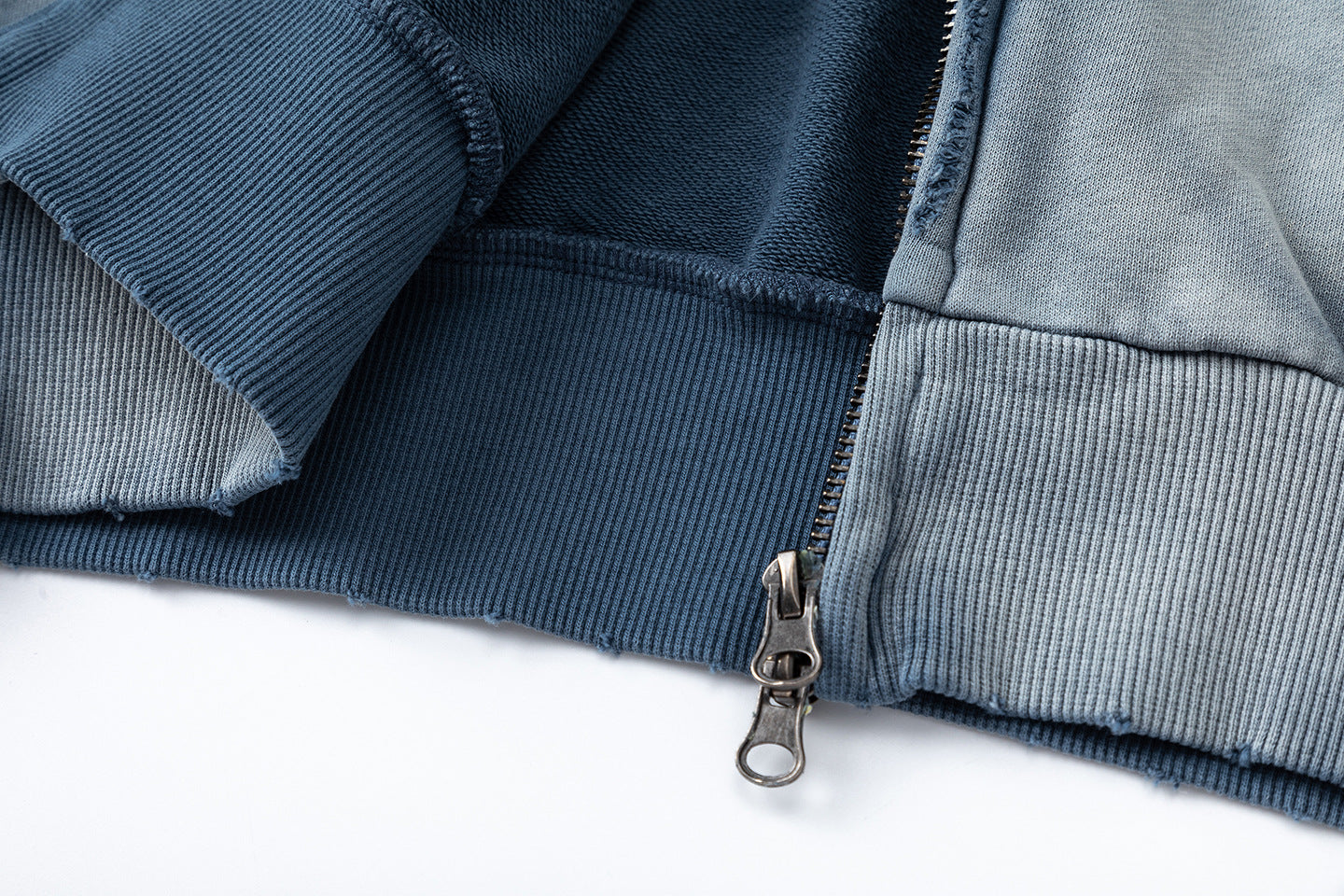 27362 American-style trendy washed distressed print short wide men's hooded cardigan sweatshirt jacket 148