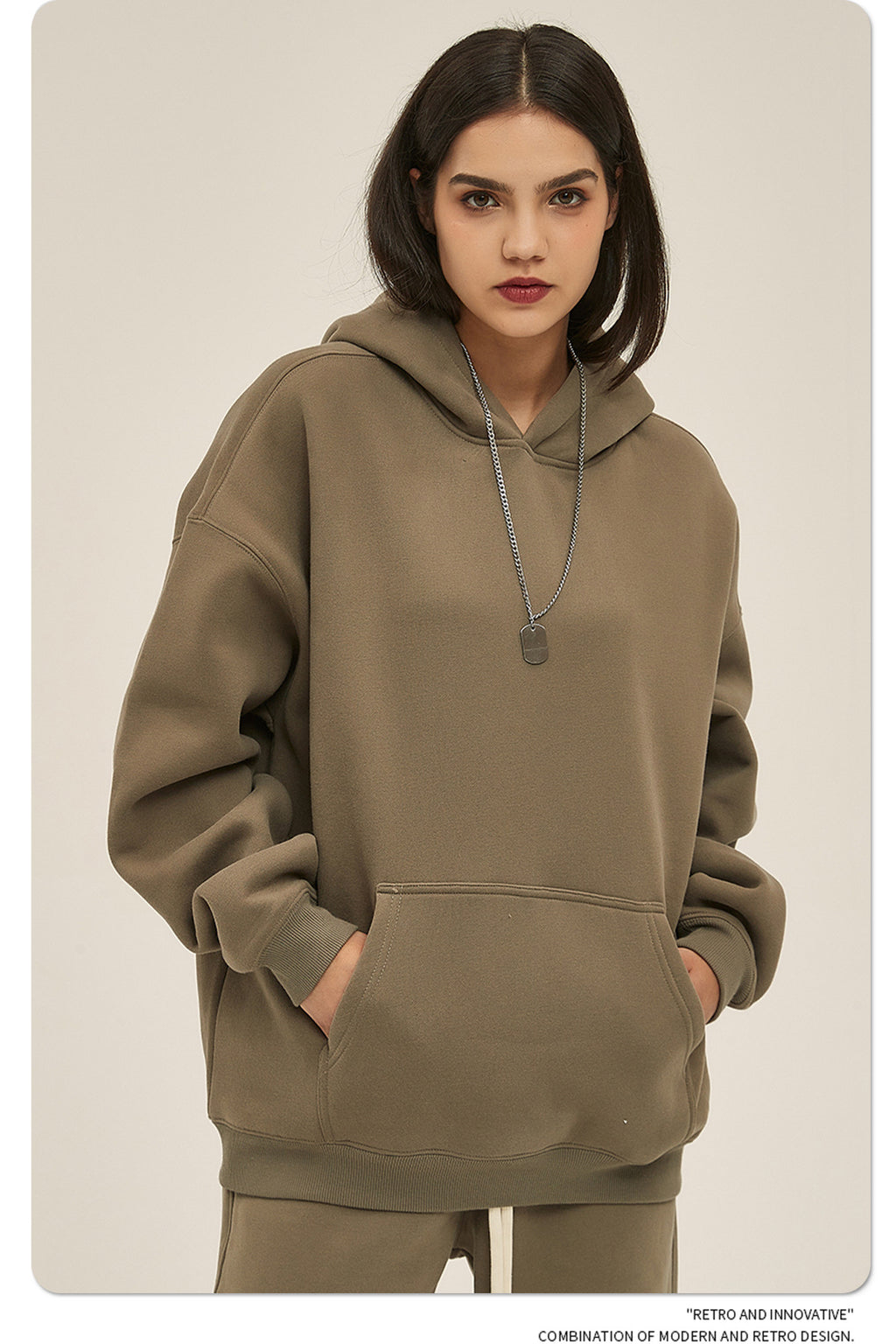 2025 Autumn/Winter New Arrival: Oversized Fleece-Lined Trendy Men's Hoodie and Pants Set 132
