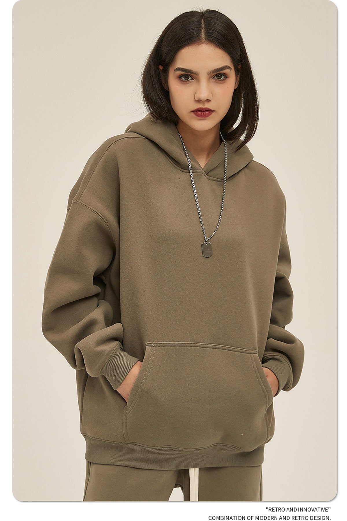 2025 Autumn/Winter New Arrival: Oversized Fleece-Lined Trendy Men's Hoodie and Pants Set 132