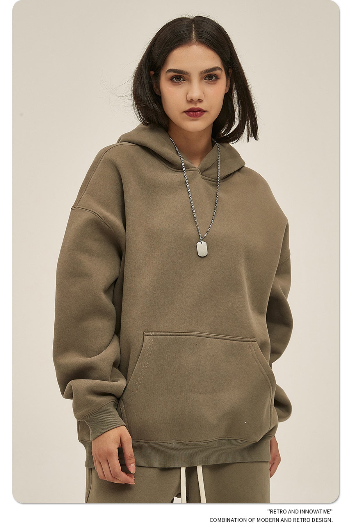 2025 Autumn/Winter New Arrival: Oversized Fleece-Lined Trendy Men's Hoodie and Pants Set 132