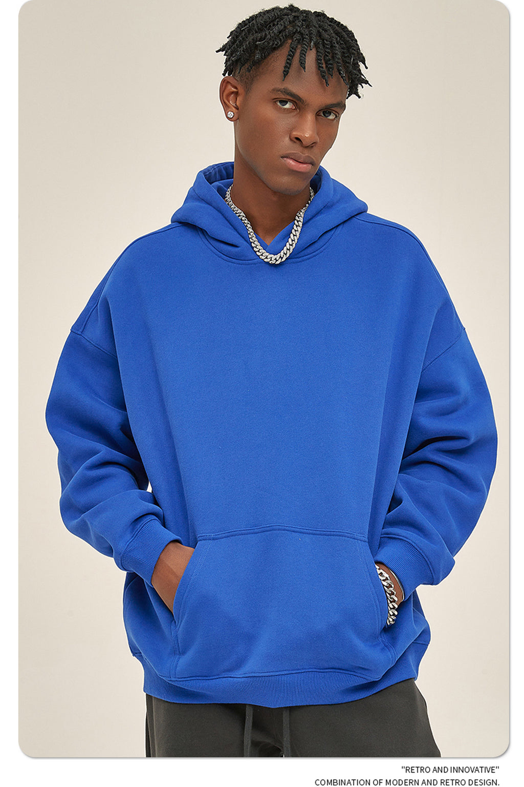 2025 Autumn/Winter New Arrival: Oversized Fleece-Lined Trendy Men's Hoodie and Pants Set 132