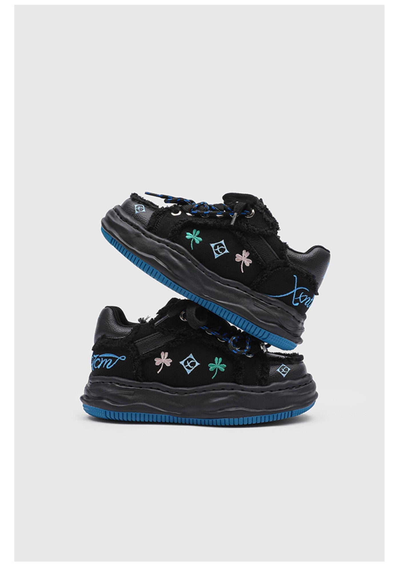 Lucky Clover Embroidered Platform Shoes