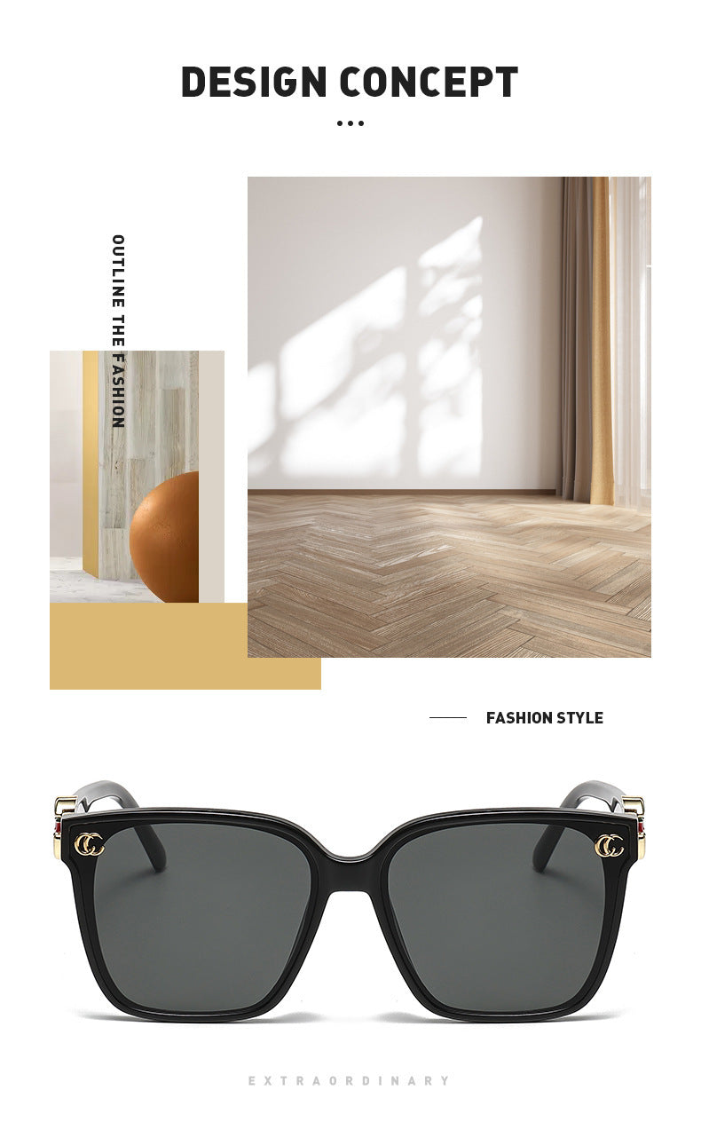 New g home three-color square sunglasses Women's European and American fashion trendy sunglasses ins Internet celebrity same style sunglasses