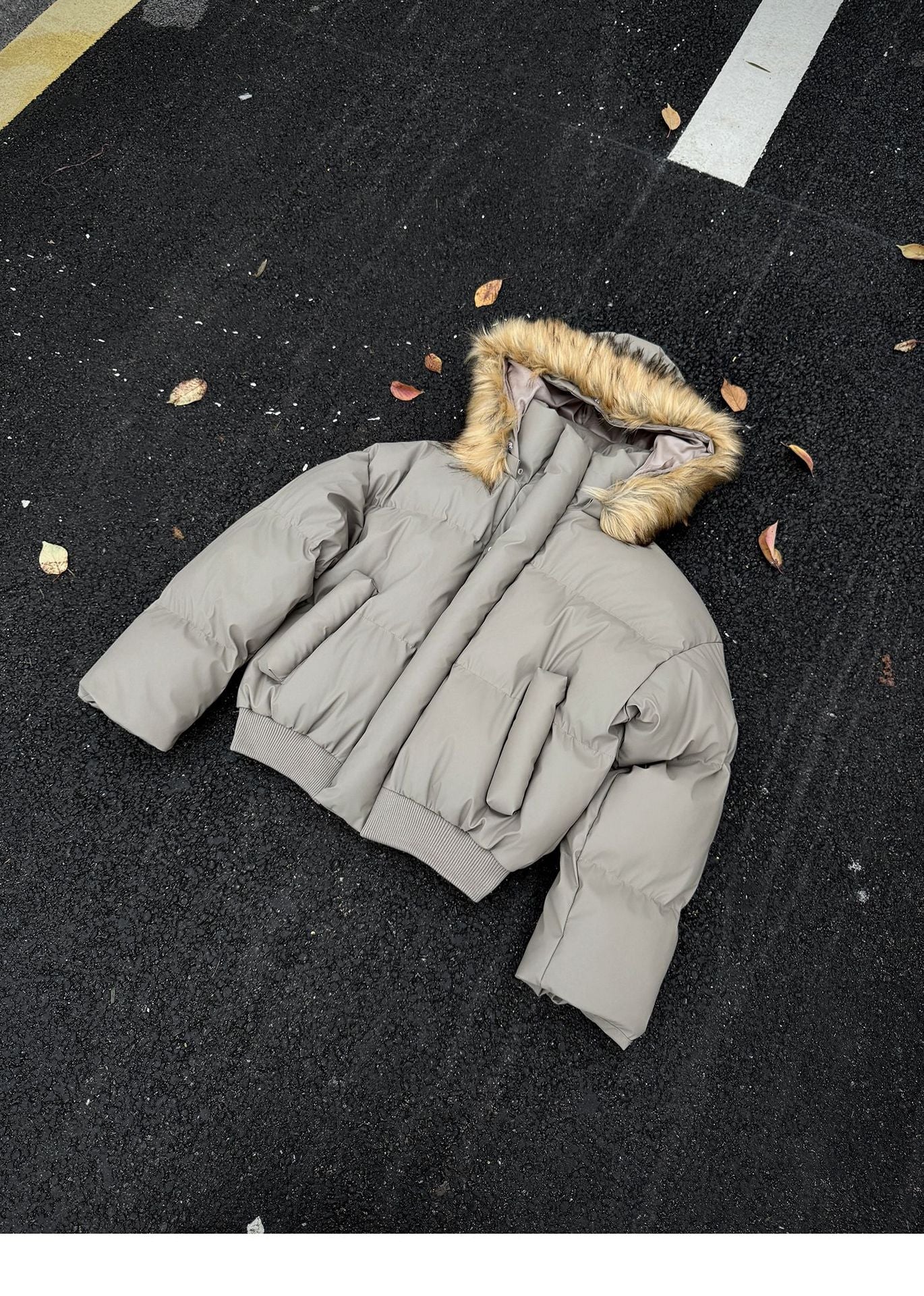 Non-Detachable Fur Collar Hooded High-End Cotton Coat for Men, Thickened Cotton Jacket, High-End Warm Pu Leather Cotton-Padded Jacket, Puffer Jacket 160