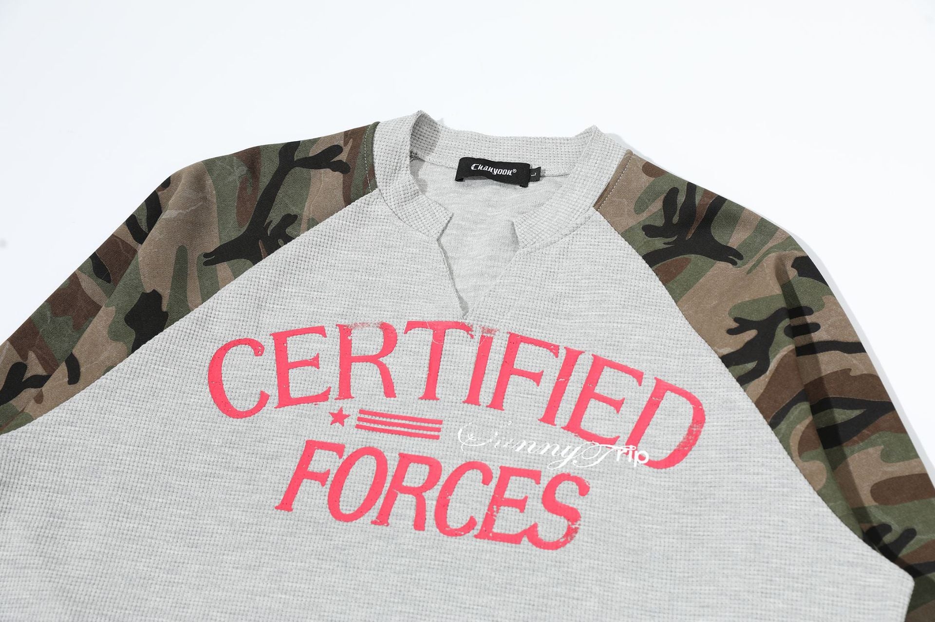 New American Style Camouflage Sports Shirt with Raglan Sleeves, Men's and Women's 170