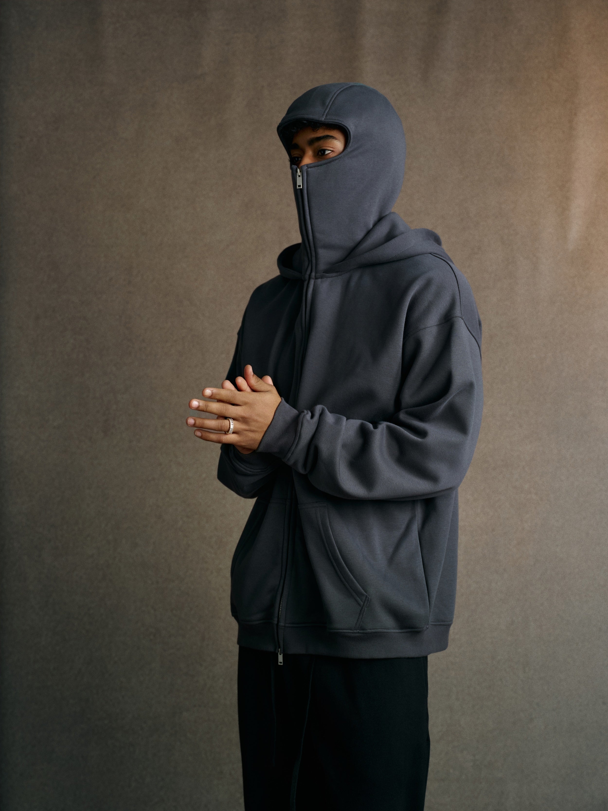 25ss Design Heavyweight Loose Outdoor Windproof Face Mask Hoodie Sweatshirt Fleece Zipper Cardigan Jacket for Men 146