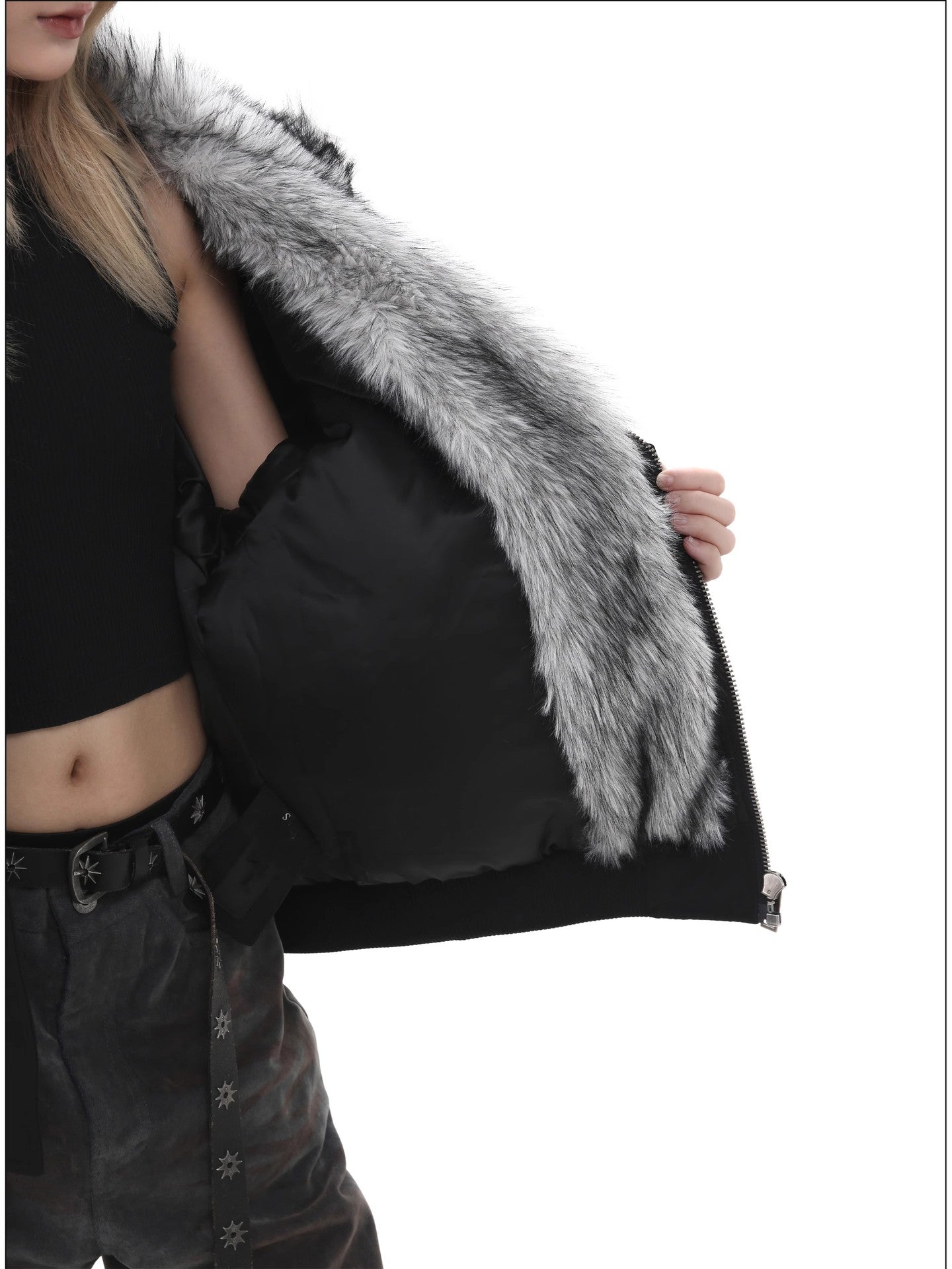 American Style Vintage High Street Mountain Carved Wool Collar Cotton-padded Jacket for Men and Women Couple's Aviator Jacket fleece-lined Warm Cotton-padded Clothes Fashion 162