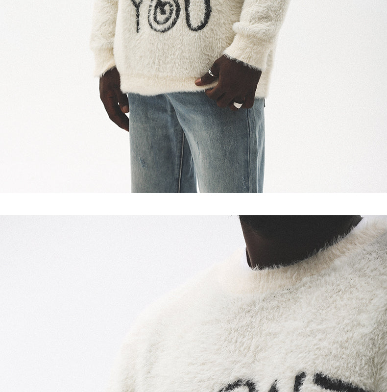 Clearance Sale: UNTILWERICH American Retro Faux Mink Fur Pullover Crew Neck Sweater for Men, Autumn/Winter 142