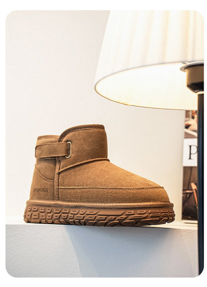 Fur-Lined Snow Boots Winter Fleece-Lined Thickened Warm Large Cotton Shoes