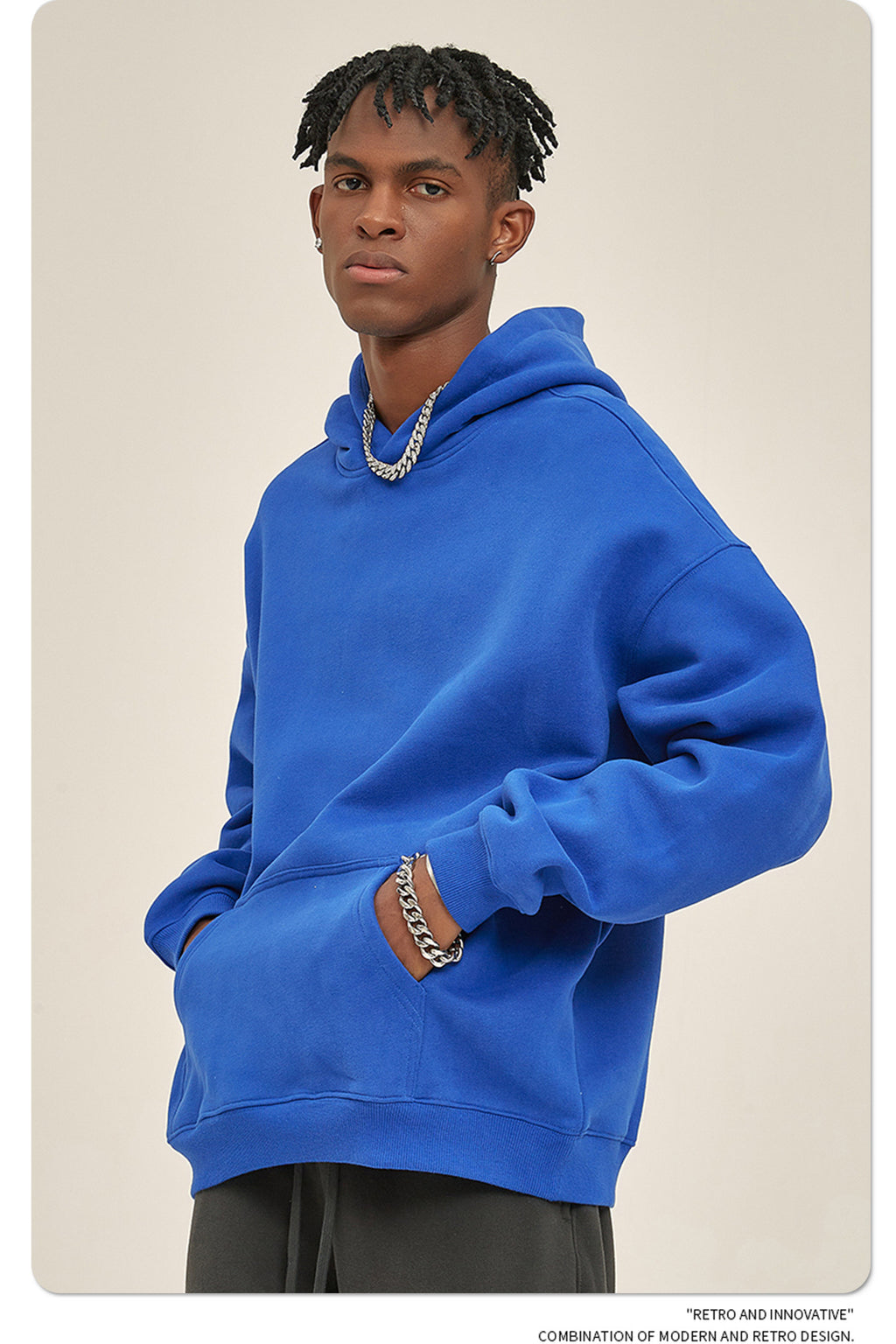 2025 Autumn/Winter New Arrival: Oversized Fleece-Lined Trendy Men's Hoodie and Pants Set 132