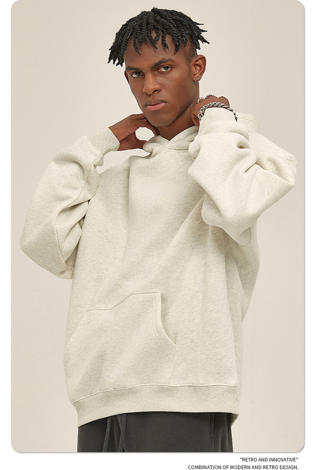 2025 Autumn/Winter New Arrival: Oversized Fleece-Lined Trendy Men's Hoodie and Pants Set 132