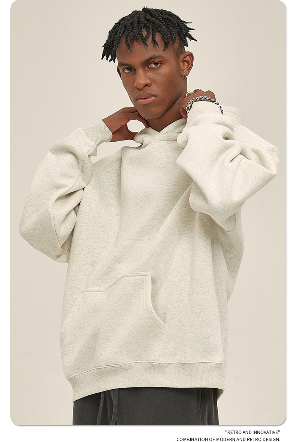 2025 Autumn/Winter New Arrival: Oversized Fleece-Lined Trendy Men's Hoodie and Pants Set 132