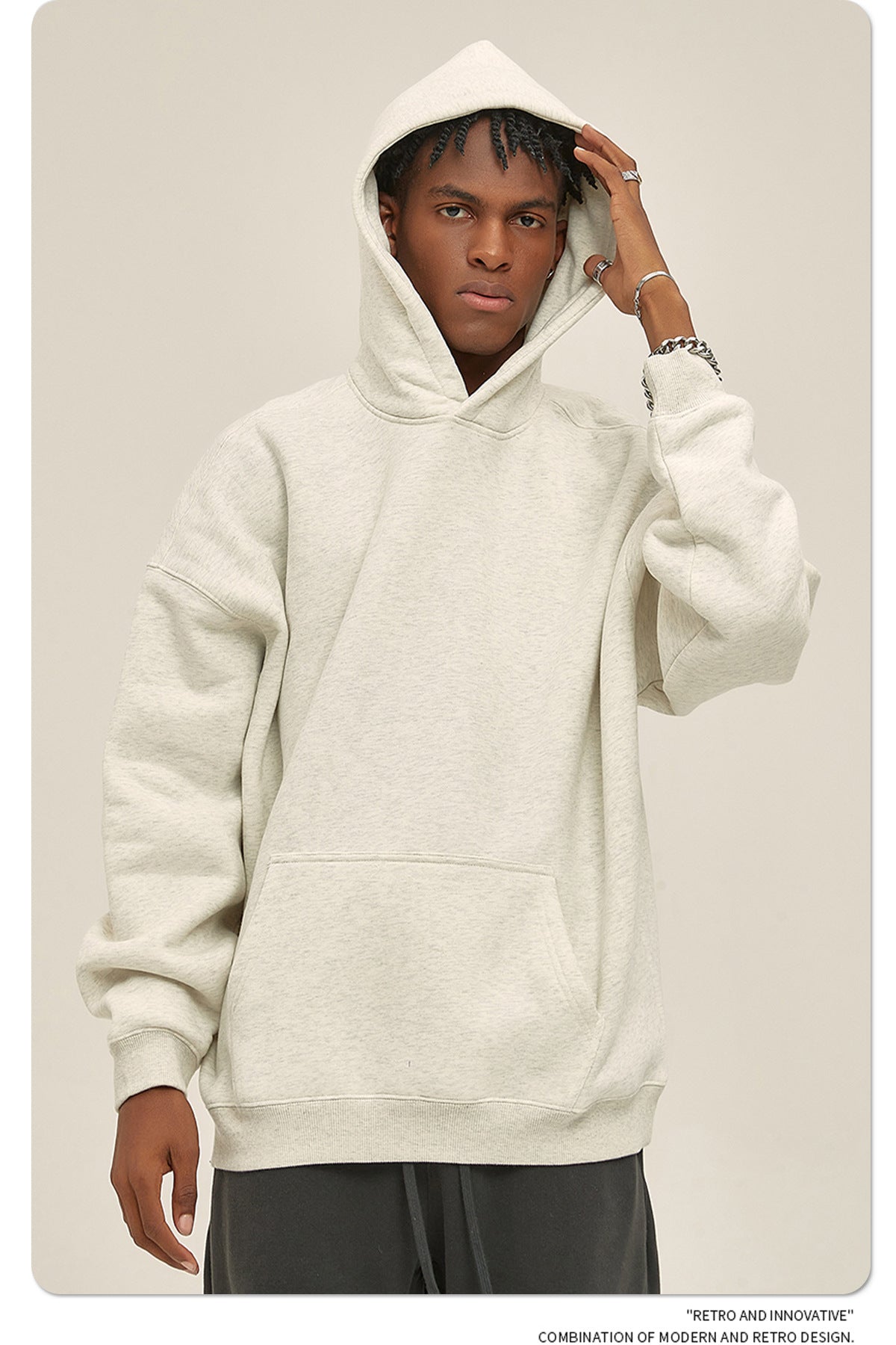 2025 Autumn/Winter New Arrival: Oversized Fleece-Lined Trendy Men's Hoodie and Pants Set 132