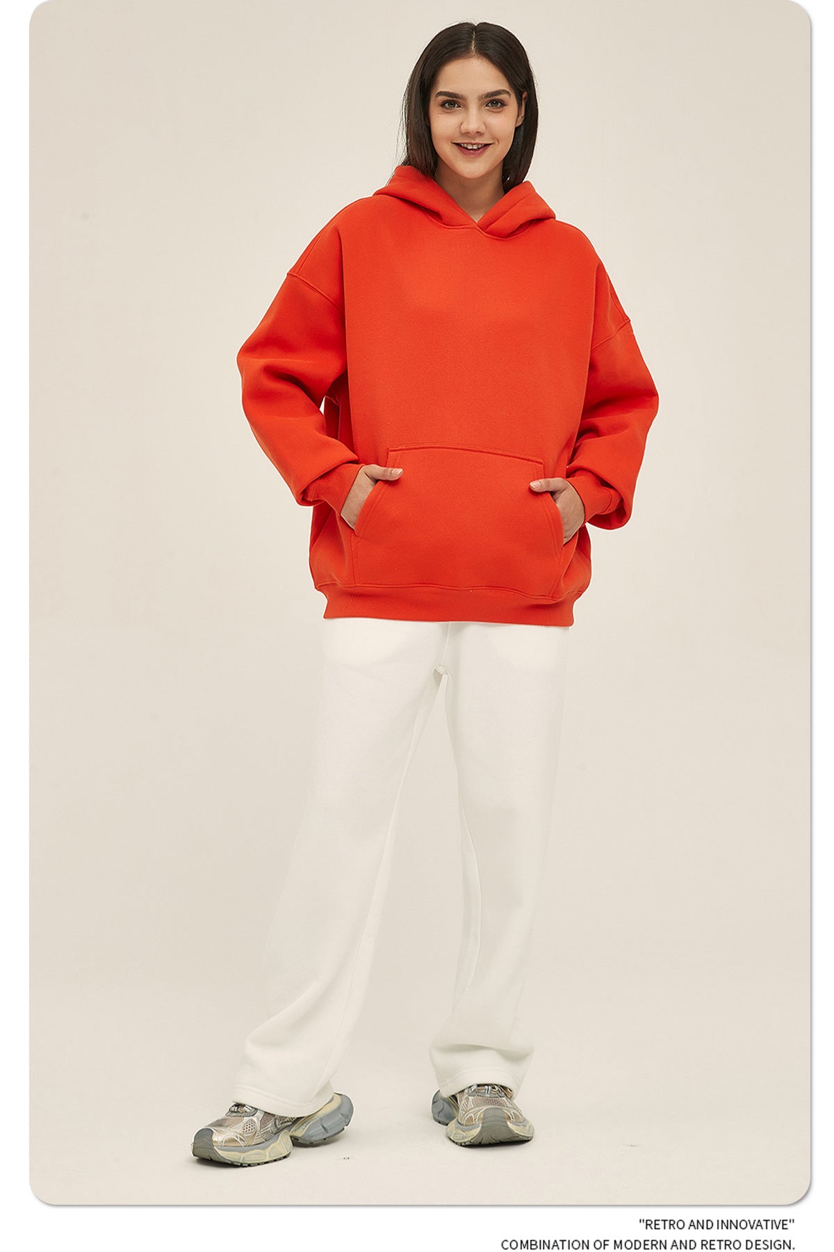 2025 Autumn/Winter New Arrival: Oversized Fleece-Lined Trendy Men's Hoodie and Pants Set 132