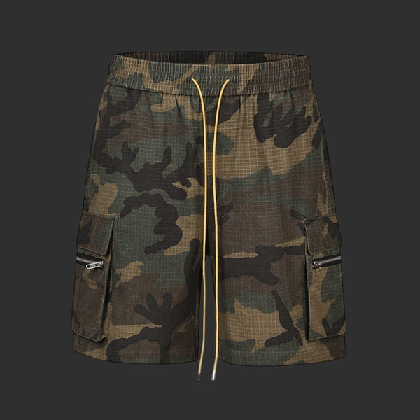 Camouflage Ripstop Tactical Cargo Shorts with Zippered Pockets | FlipFit