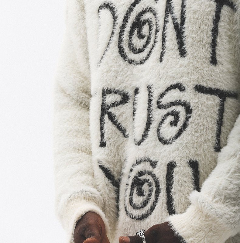 Clearance Sale: UNTILWERICH American Retro Faux Mink Fur Pullover Crew Neck Sweater for Men, Autumn/Winter 142