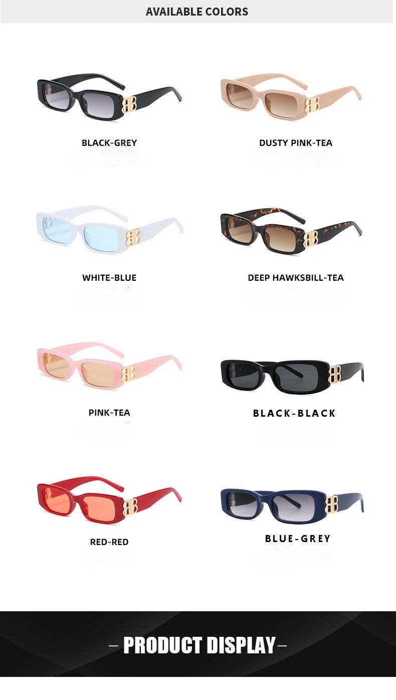New B Family European and American Retro Small Frame Sunglasses Female Internet Celebrity Street Photography Square Sunglasses Cross-Border Versatile Sunglasses